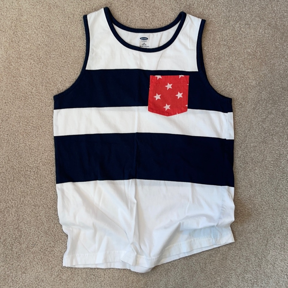 Red white blue boys tank top